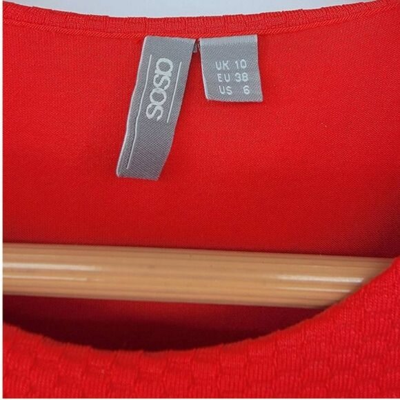 ASOS Double Layer Rice Knit Shift Midi Dress Blood Orange Size 6 - Picture 2 of 3